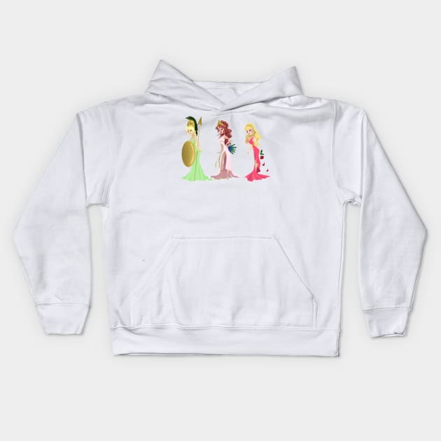 Athena, Hera and Aphrodite Kids Hoodie by JonasEmanuel